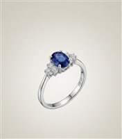Anello Donna Solitario in Oro bianco Zaffiri+Diamanti EST Medea 3580.00